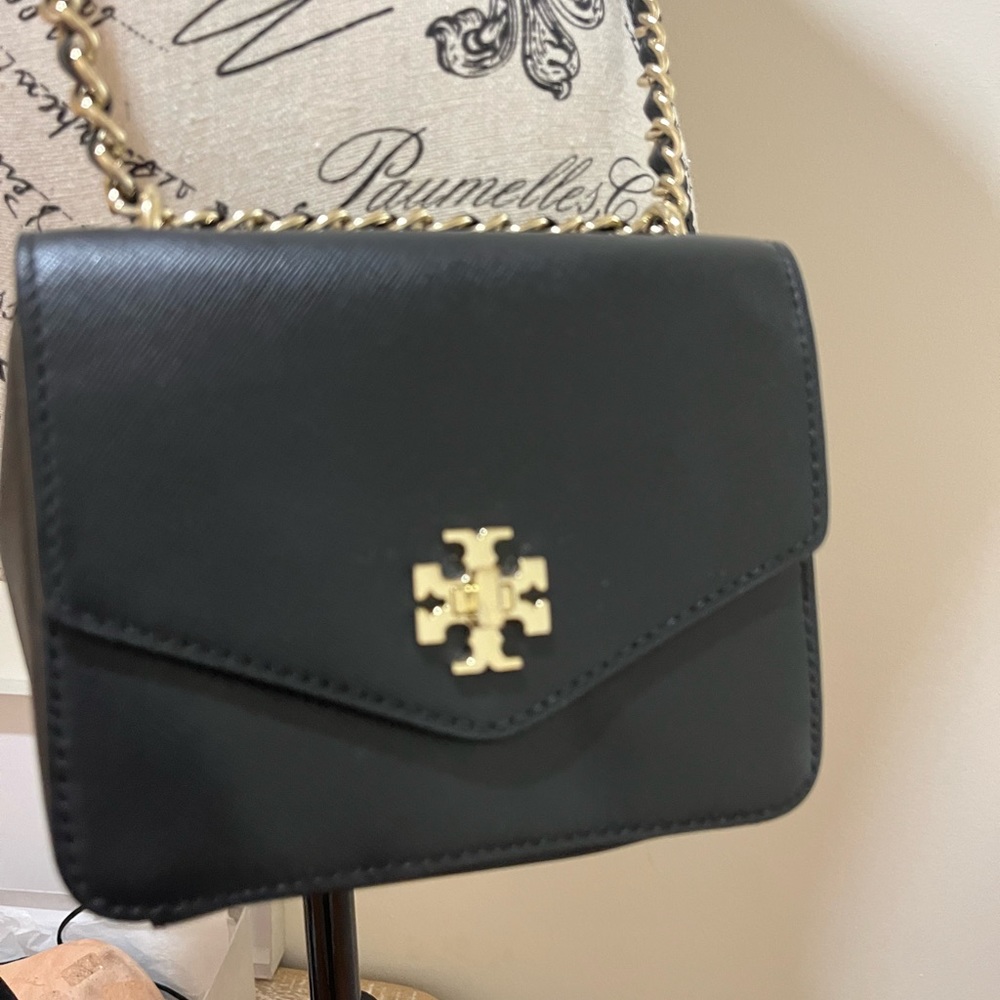 Tory Burch, small crossbody Saffiano Purse black